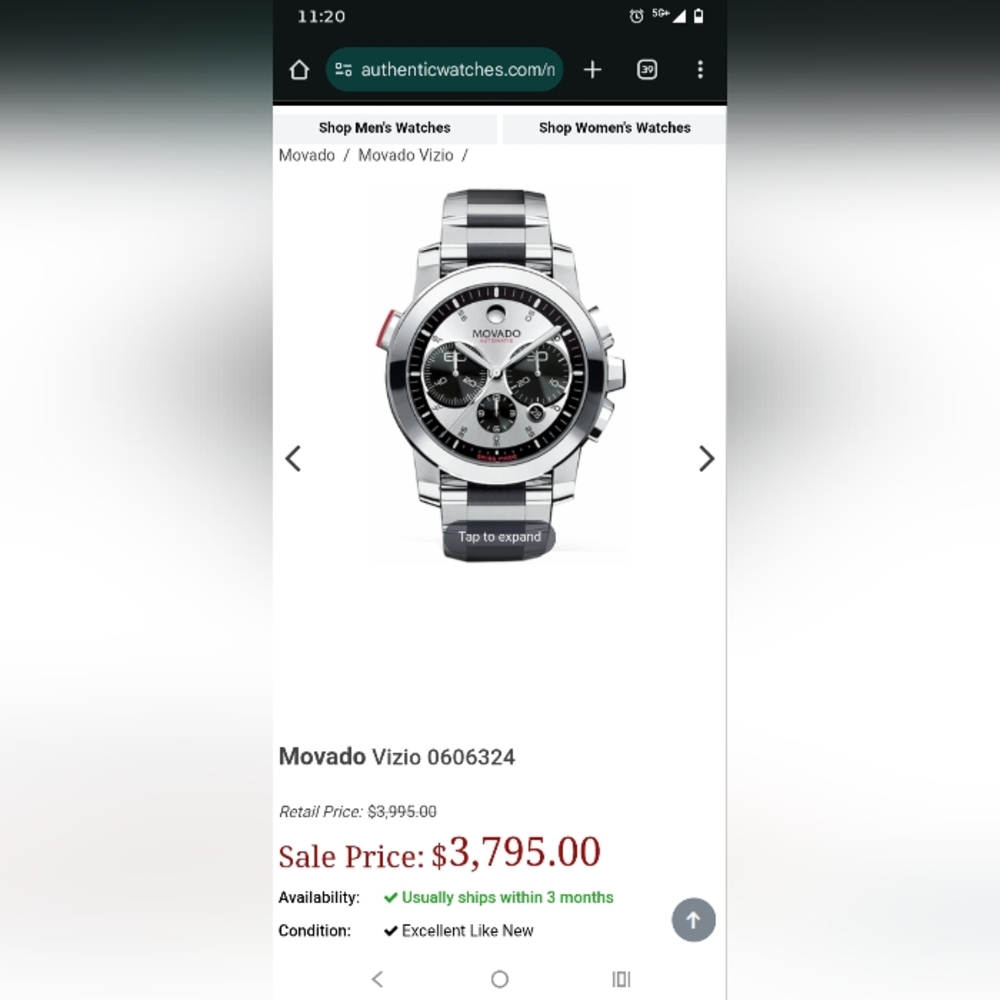 Movado Watch AUTOMATIC RED LABEL/VIZIO $5995 - Picture 15 of 16